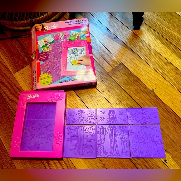 Barbie Toys Vintage Y2k Barbie Mix Match Color Fashion Plates Set Crayon Rub And Color
